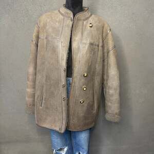 Wallace Sacks Furriers Vintage Sheepskin Shearling Coat England UK 16 EU 42